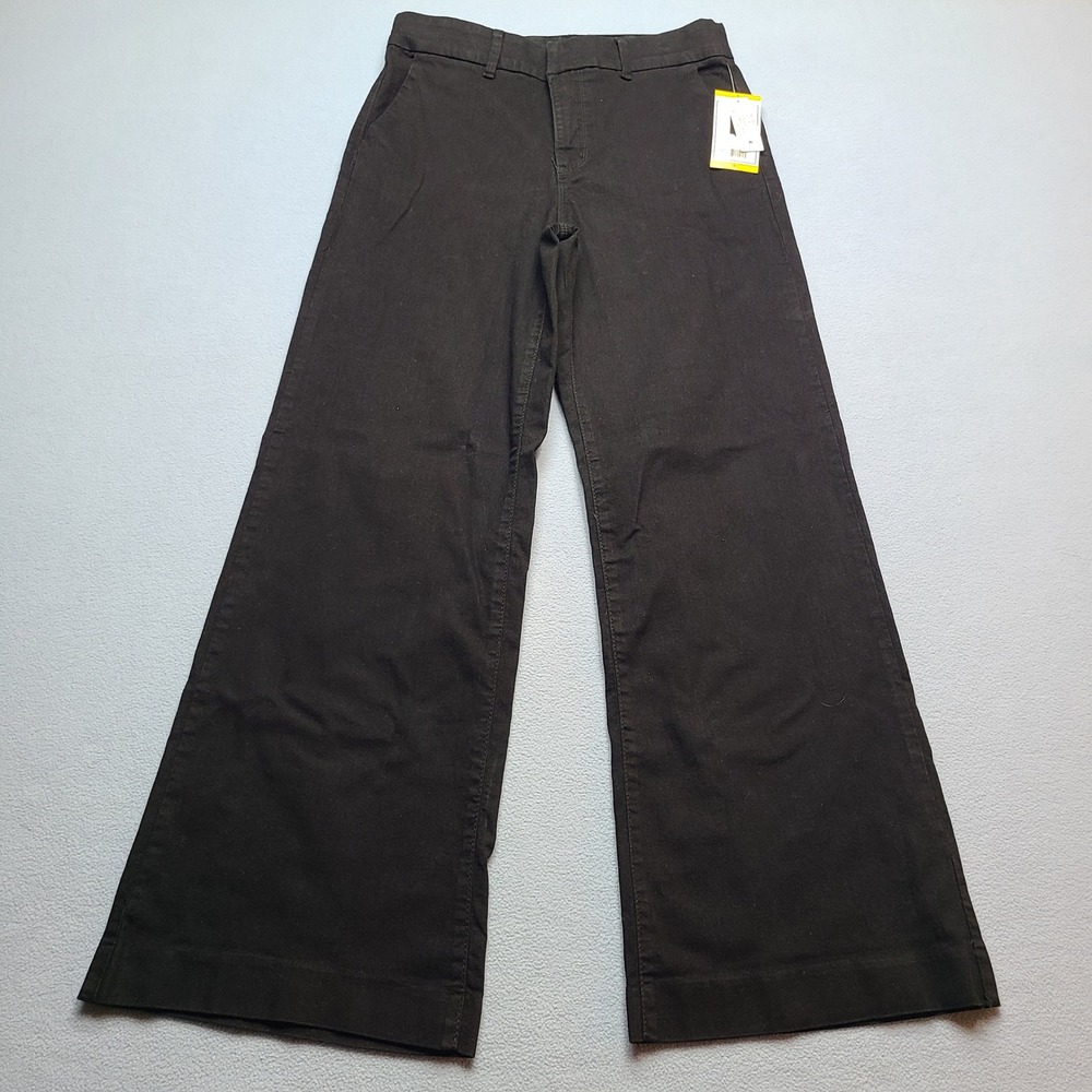 Nine West Wide Leg Trouser Women 8 Black New High Rise Office Workwear Pants